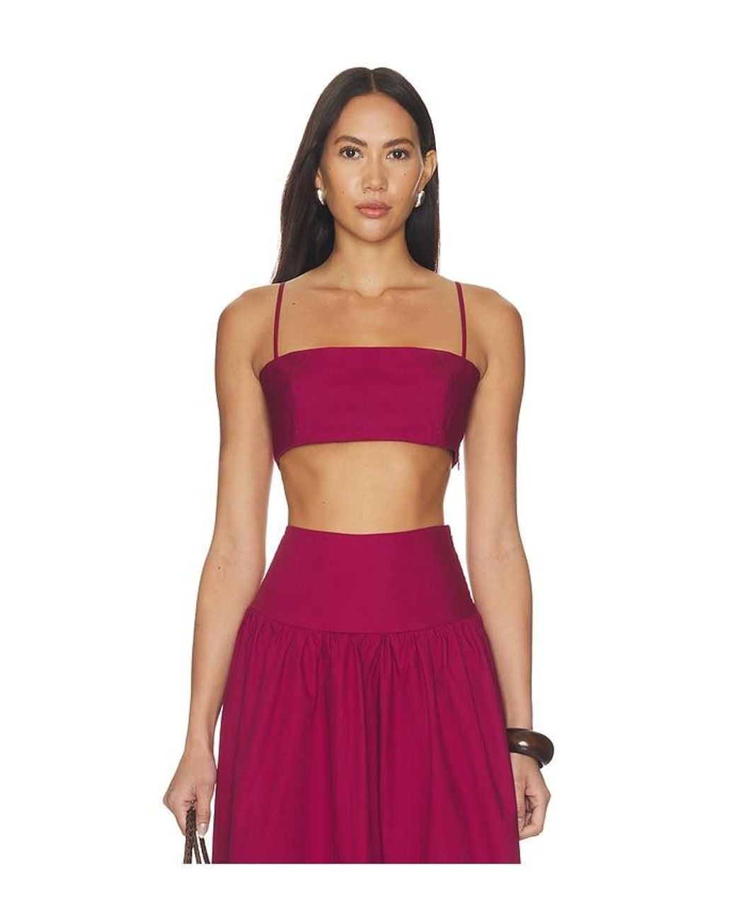 Susana Monaco Red Poplin Crop String Top