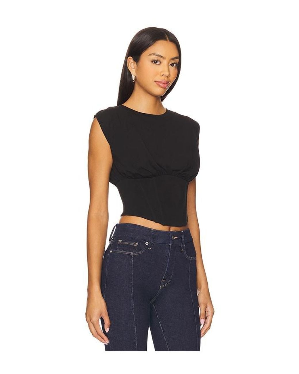 GOOD AMERICAN Black Sleeveless Corset Top