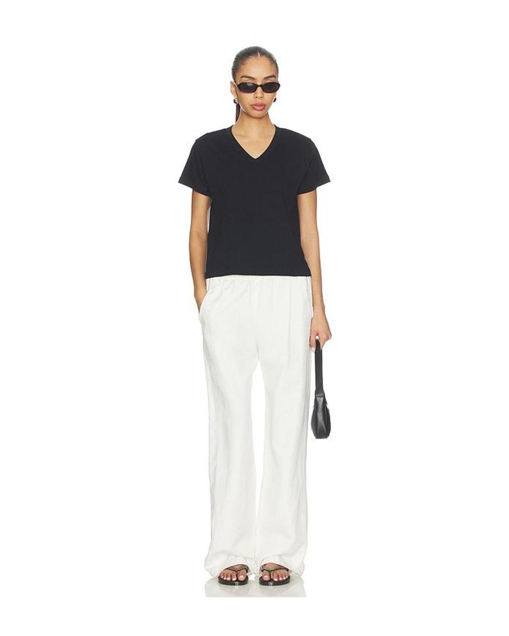 Leset Black Margo V Neck Tee