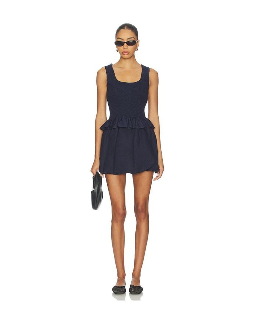 Onia Blue Air Linen Smocked Tank Top
