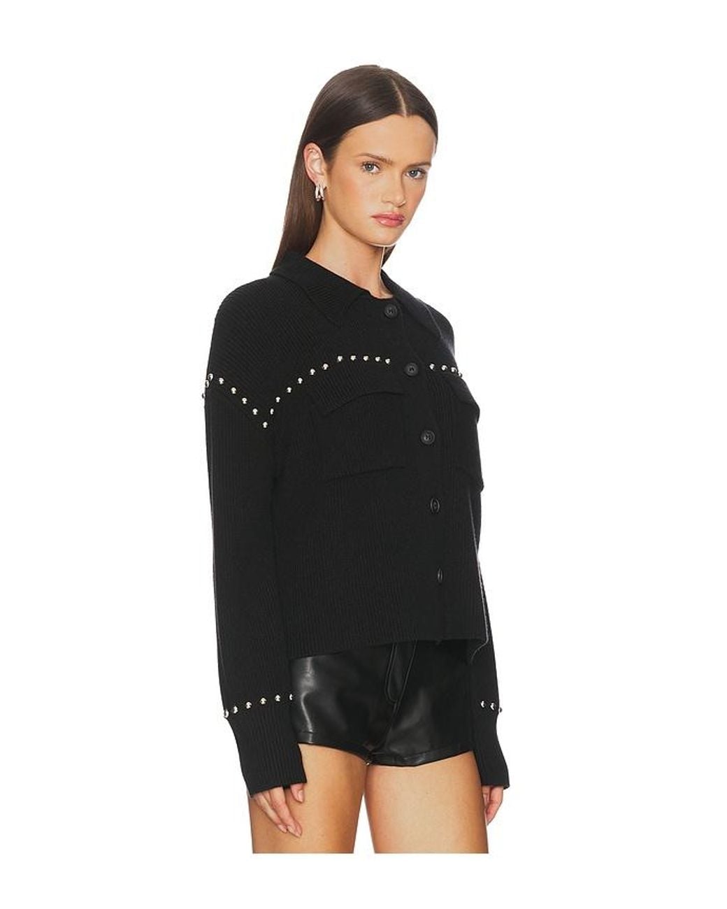 Central Park West Black Jay Studded Sweater Jacket