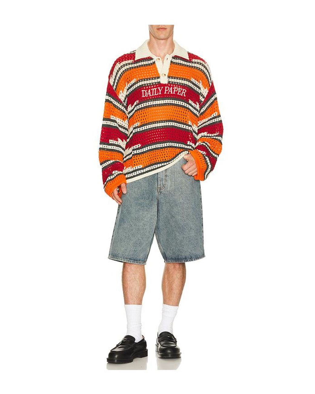 Daily Paper Blue Compact Shield Embroidery Denim Shorts for men