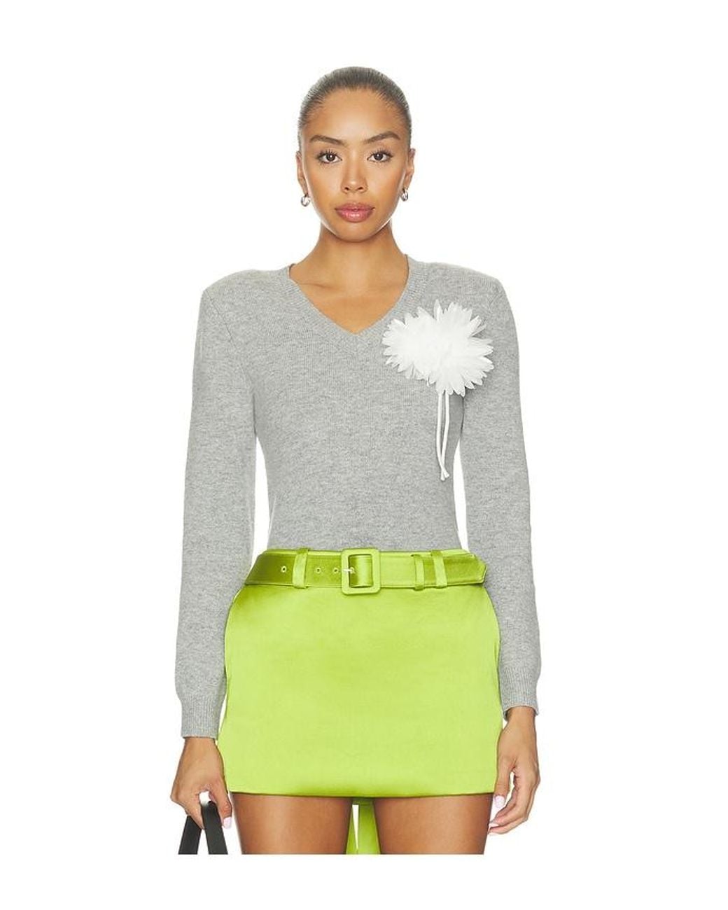 Self-Portrait Green Flower Wool Jumper