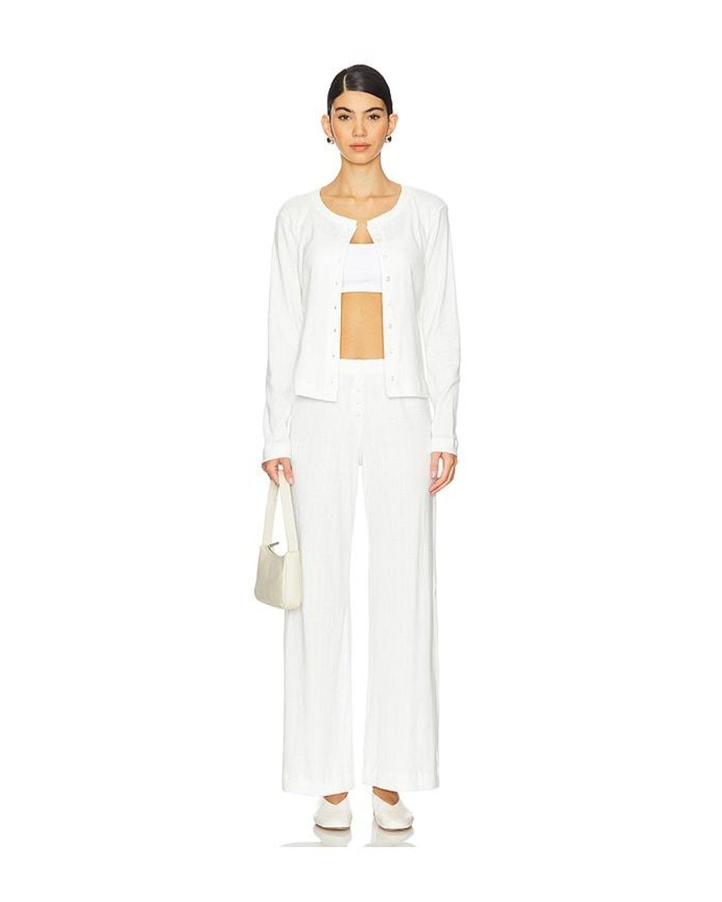 Leset White Pointelle Boxer Pant