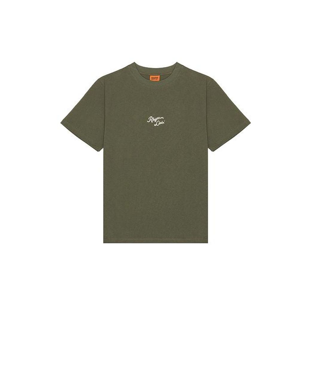 Rhythm Green Heavy Vintage Embroidered T-Shirt for men