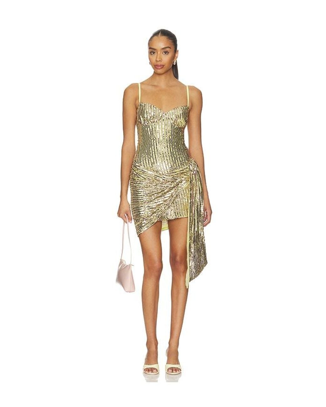 Area Natural Wrapped Sequin Mini Dress