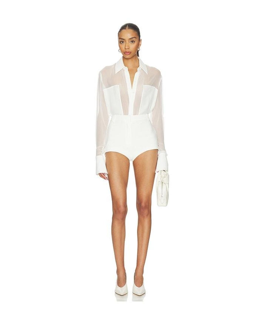 Sans Faff White Crepe Hot Pants