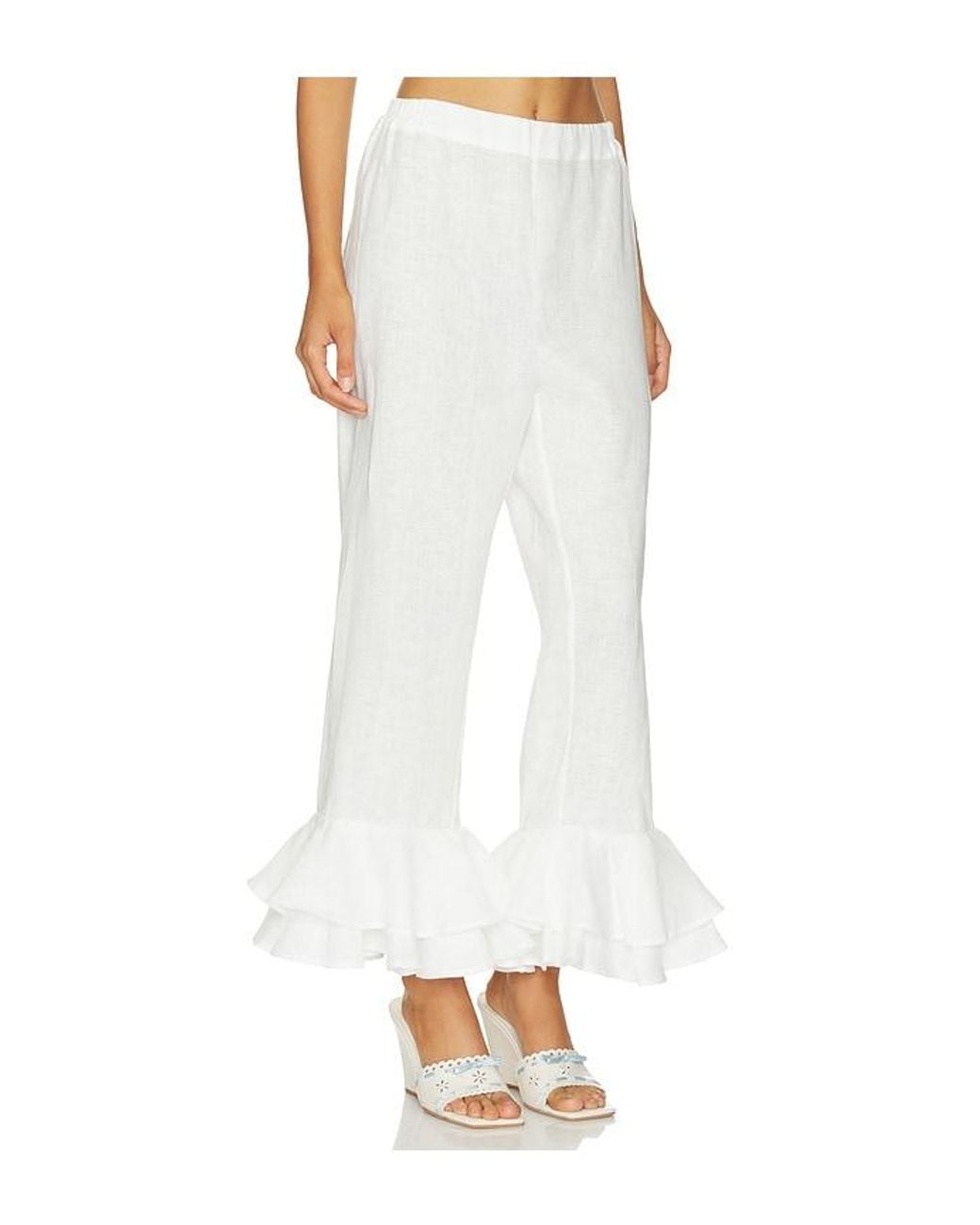 Sleeper White Cha-Cha Linen Lounge Pants With Headscarf