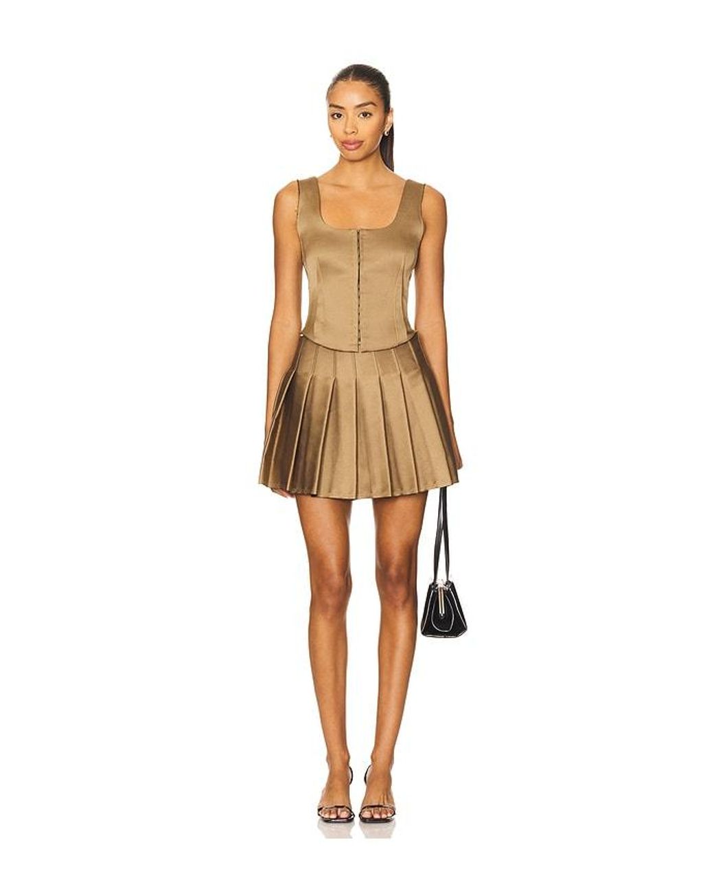 Jonathan Simkhai Natural Rives Pleated Mini Skort