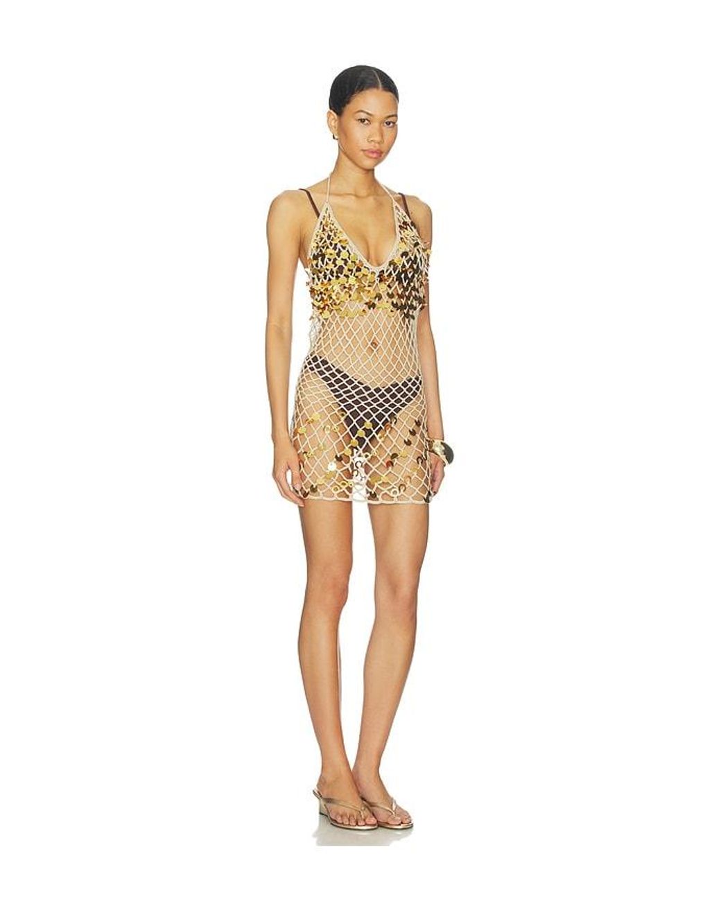 superdown Natural Zuri Crochet Mini Dress