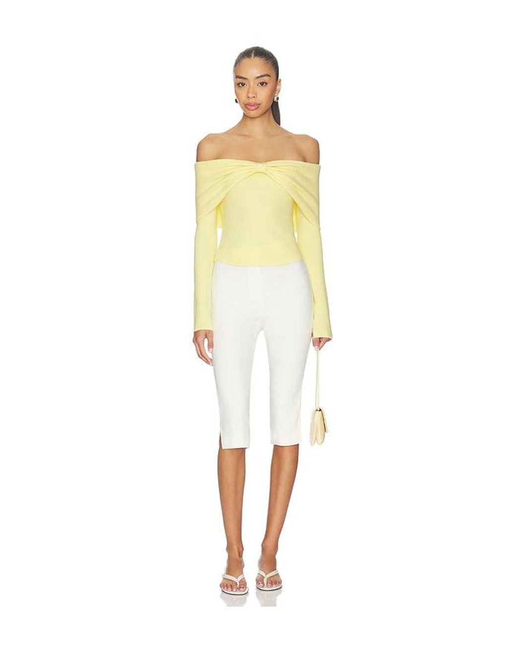MAJORELLE Yellow Emma Off The Shoulder Sweater