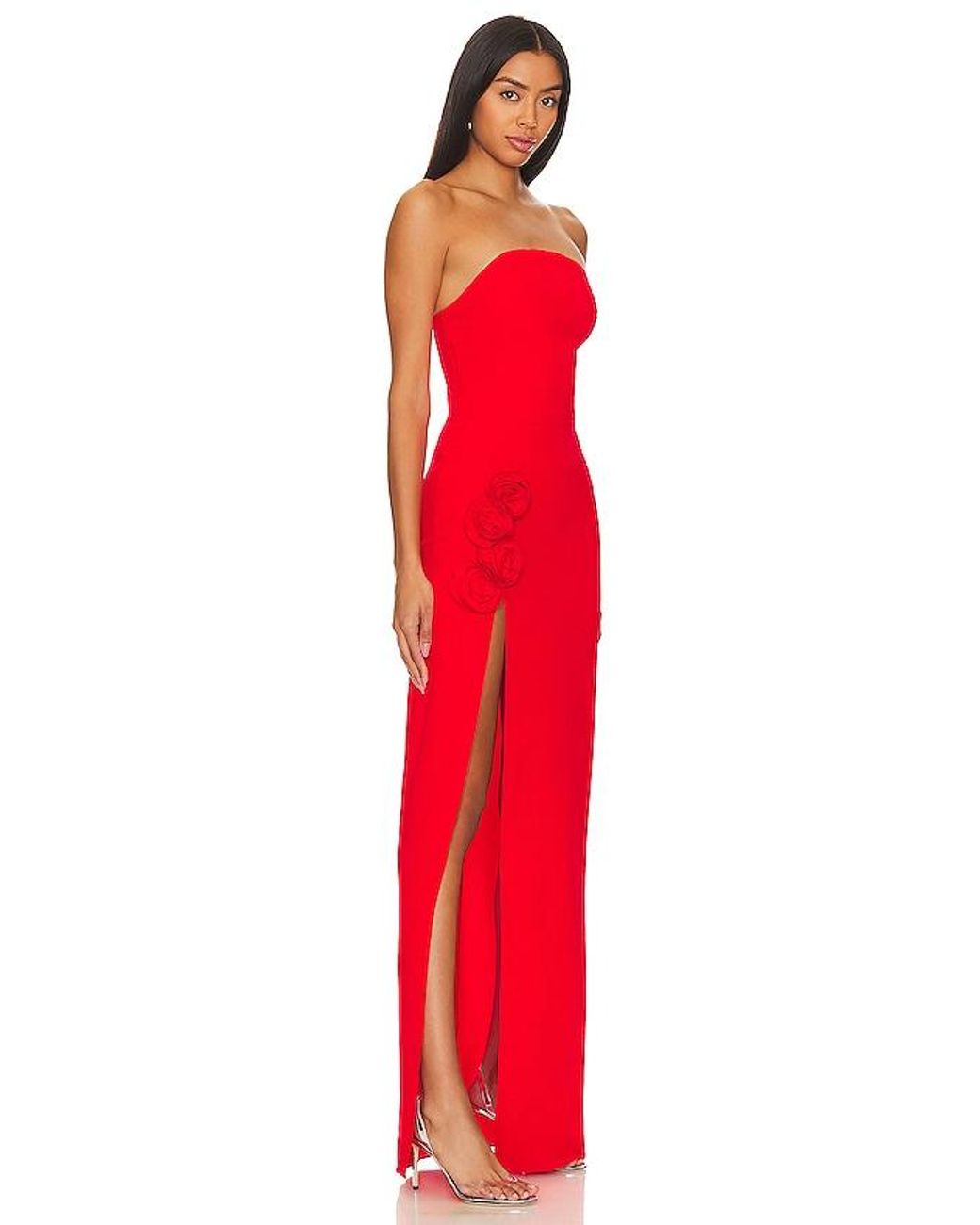 open lace back dress Amanda Uprichard Venice Dress in Ruby