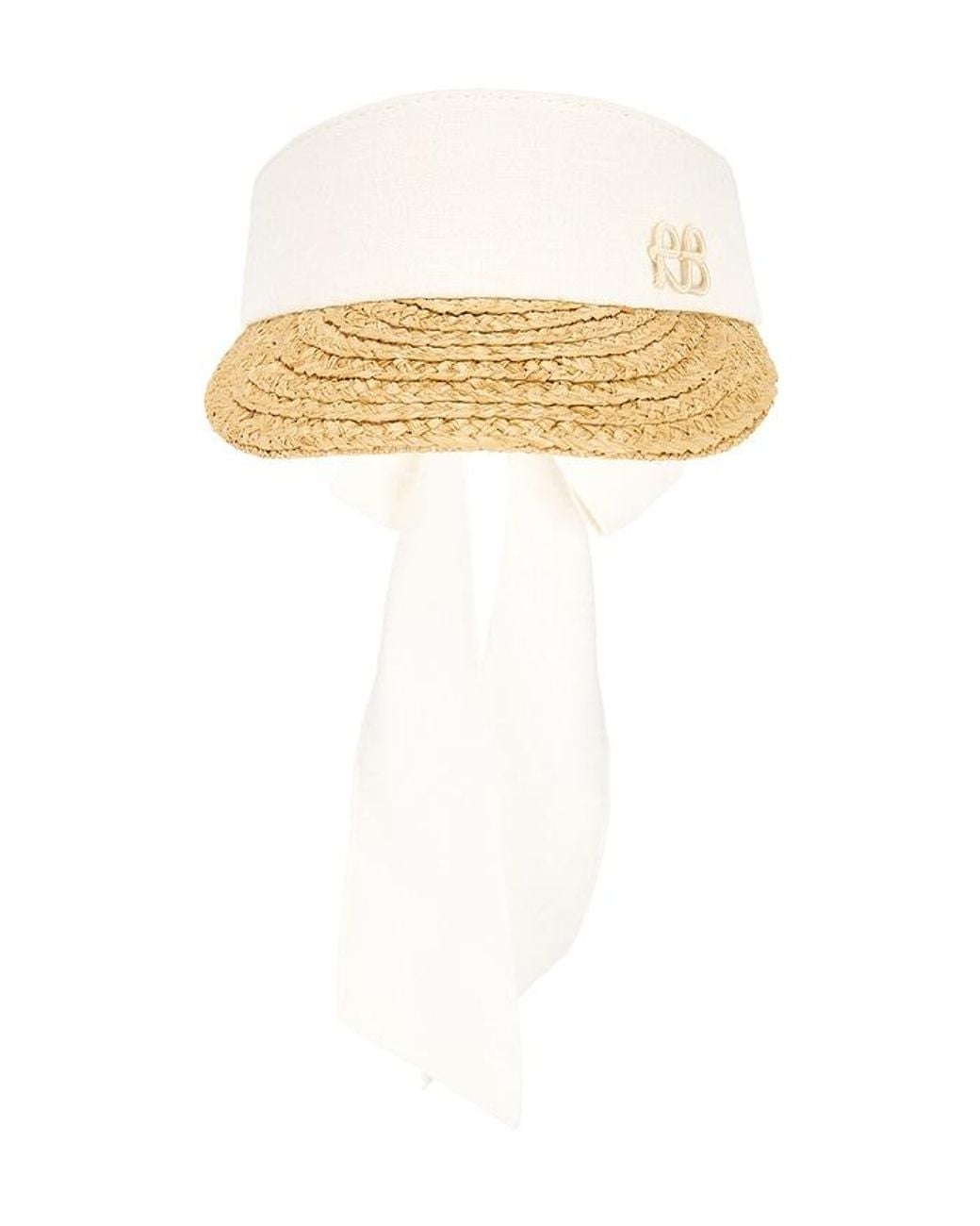 Ruslan Baginskiy White Straw Braid & Linen Visor