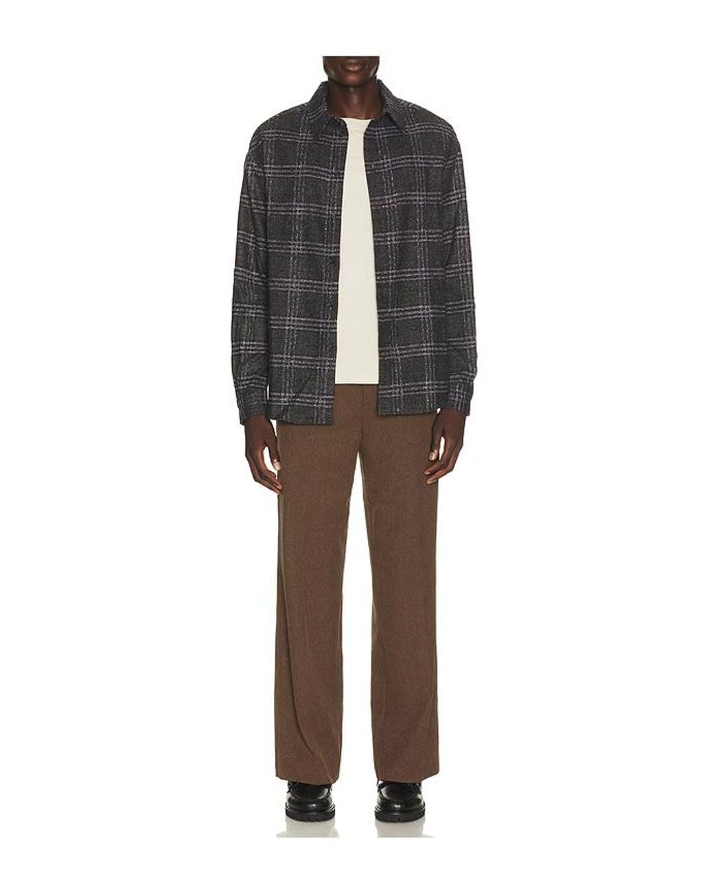 KROST Black Eco Long Plaid Shirt for men