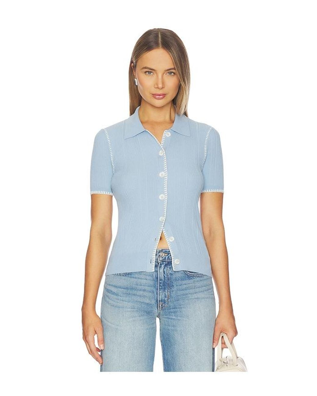 Rag & Bone Blue Harper Short Sleeve Cardigan