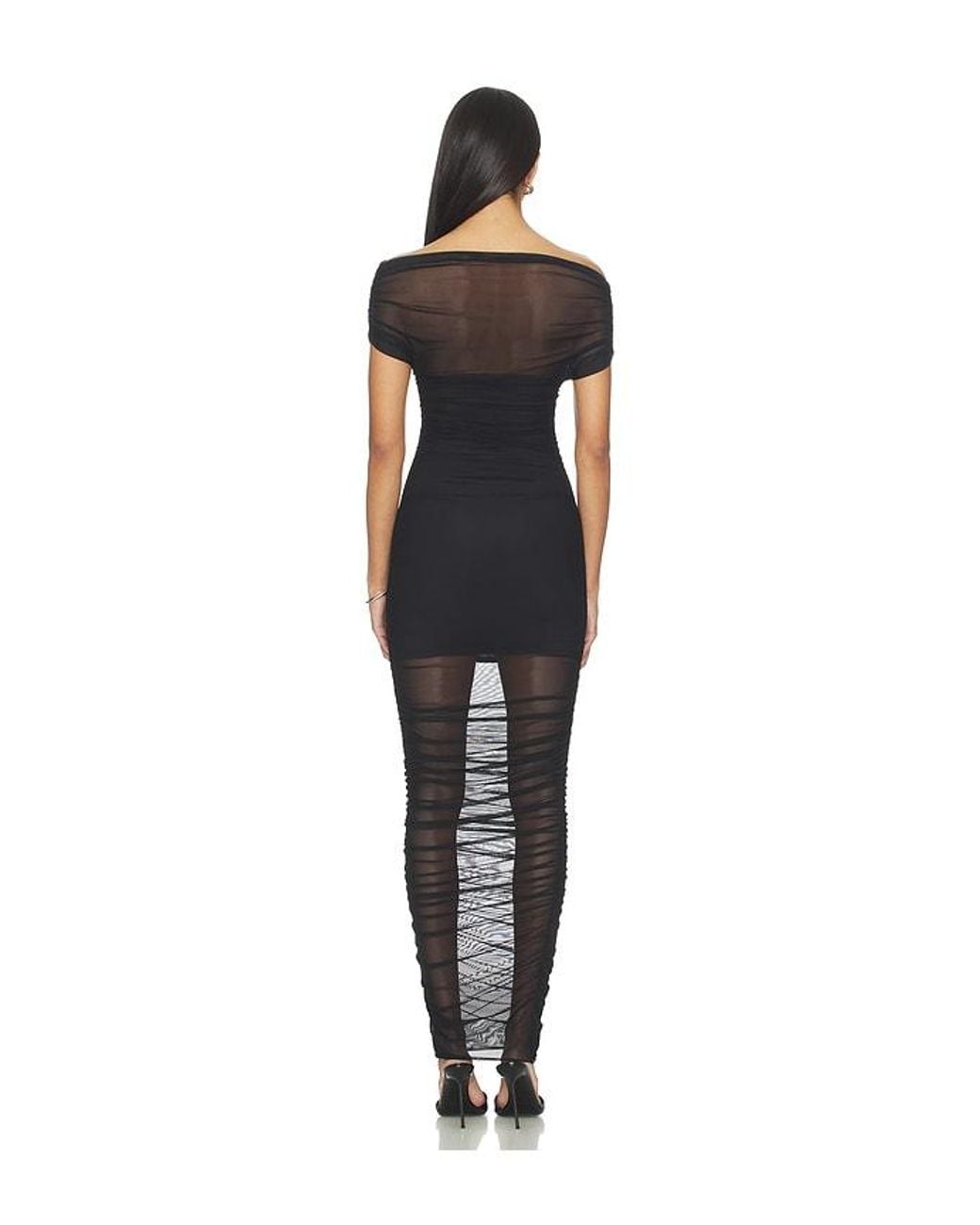 SER.O.YA Black Noel Mesh Midi Dress