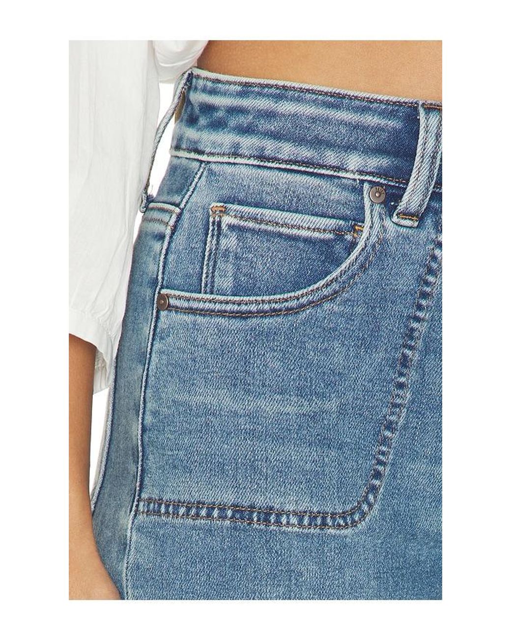 PAIGE Blue Anessa With Rounded Stitch Though Pockets Jean