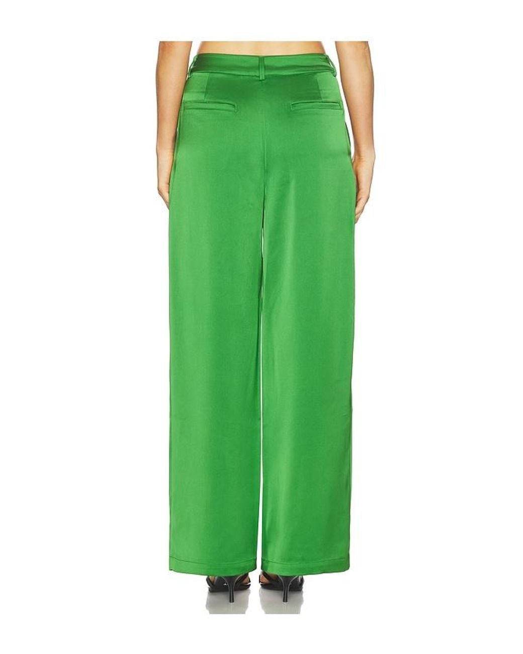 Susana Monaco Green Satin Pleated Pant