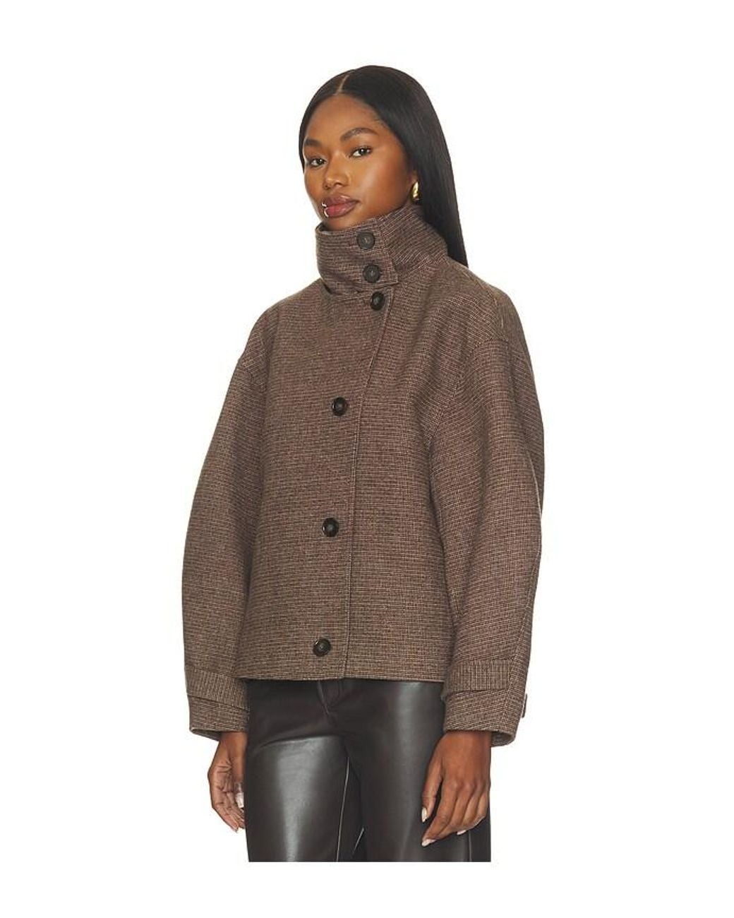 Elodie the Label Brown Walker High Neck Short Coat