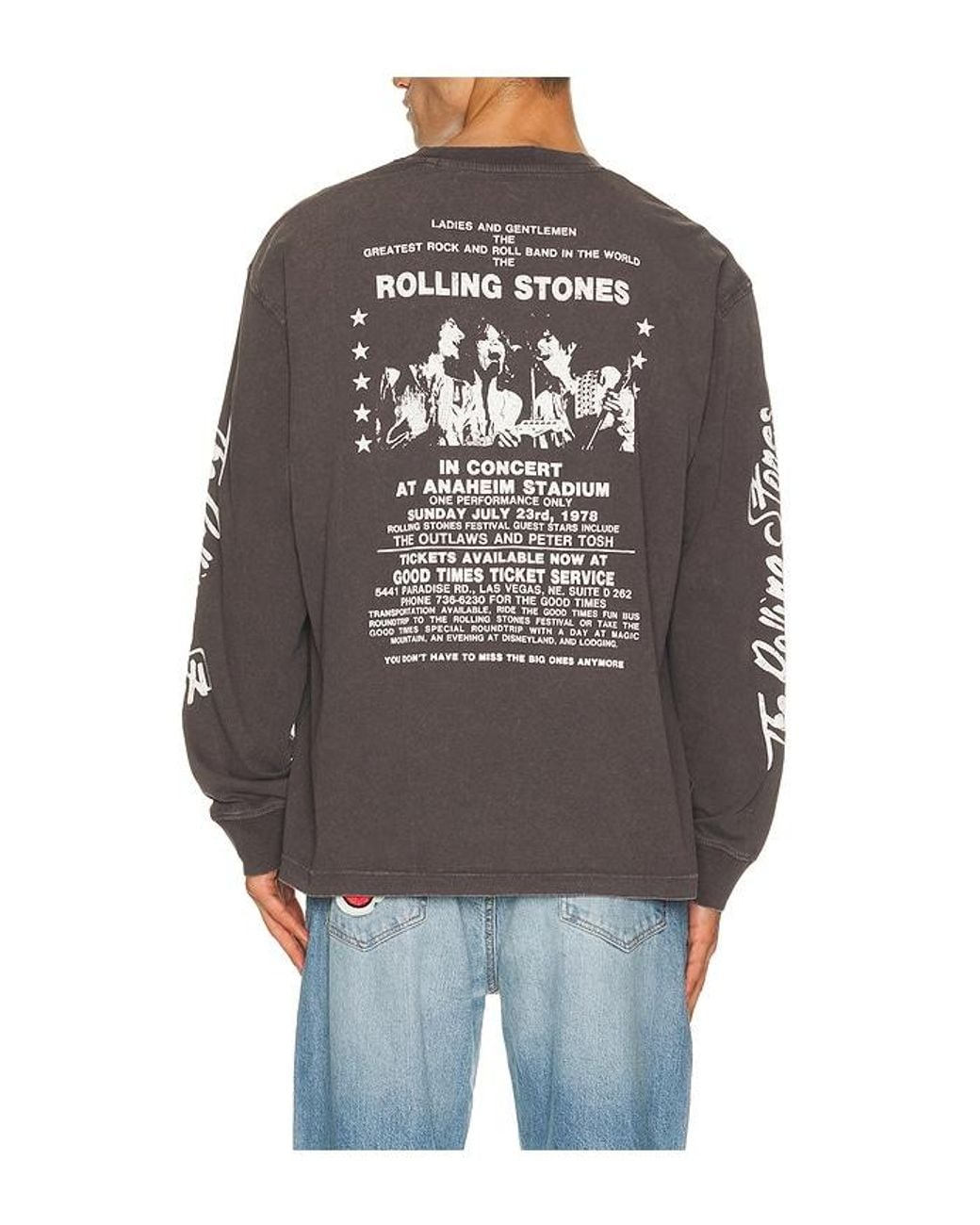 Guess Gray X Rolling Stones Oversized Long Sleeve Tee for men