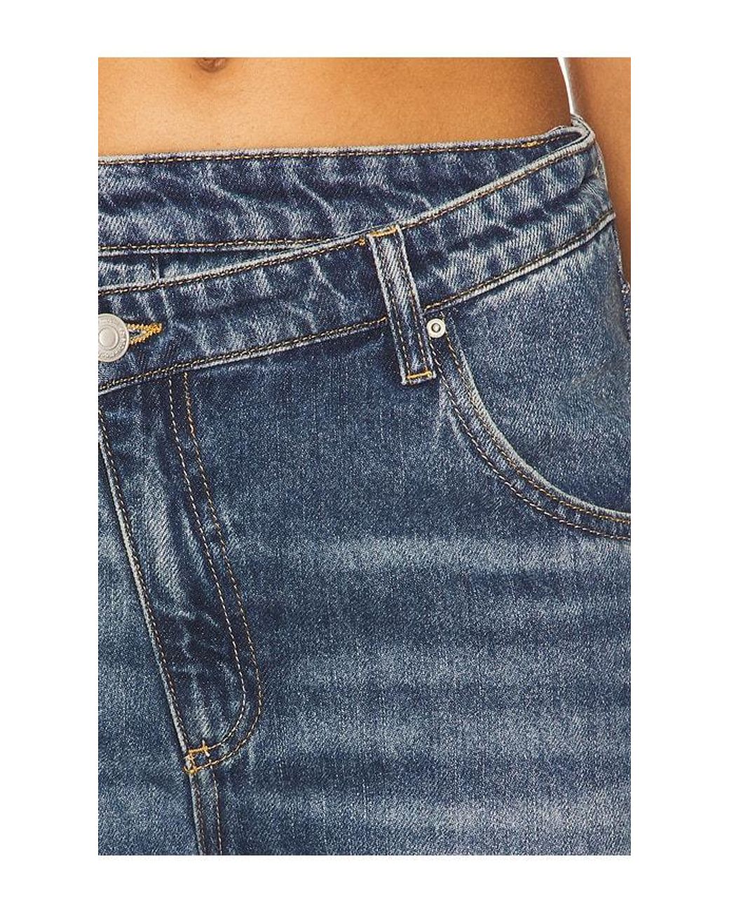 seventy + mochi Blue Cross Over Lia Wide Leg Jeans