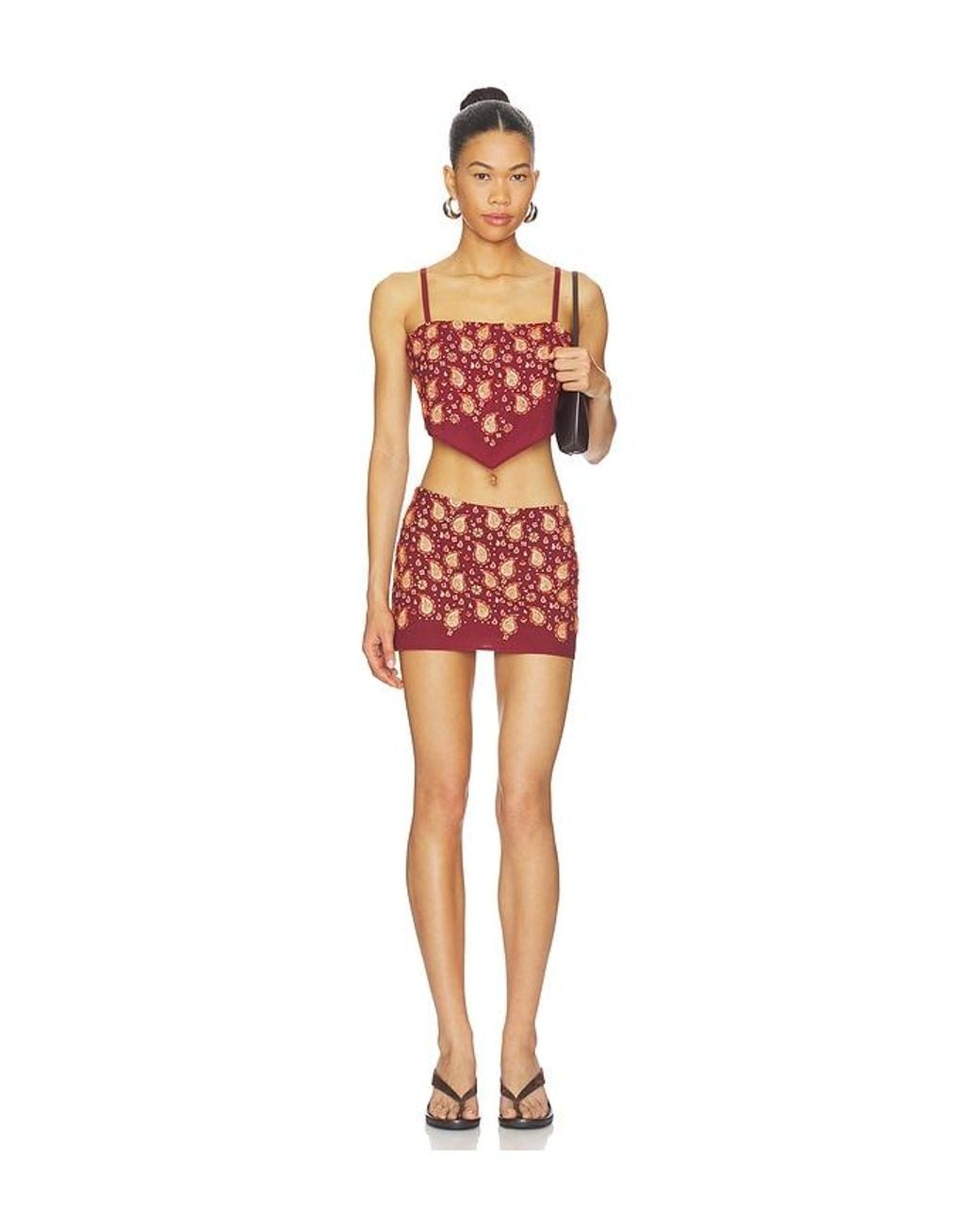 Urban Outfitters Red X Revolve Beaded Paisley Mini Skirt
