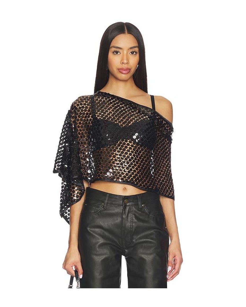 Jaded London Black Sequin Cape Top
