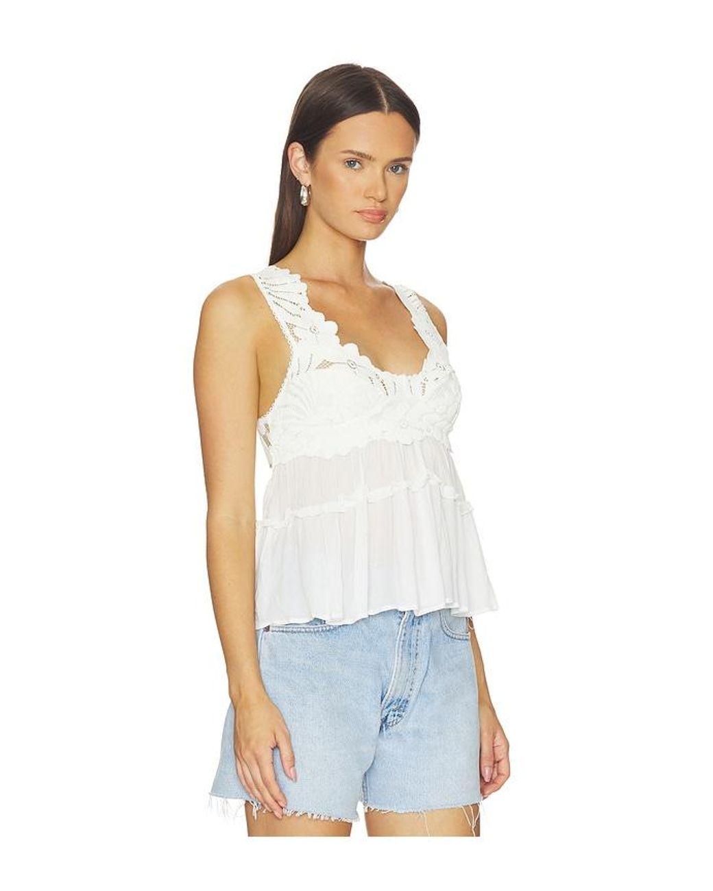 Free People White X Revolve Petal Party Shapeless Cami