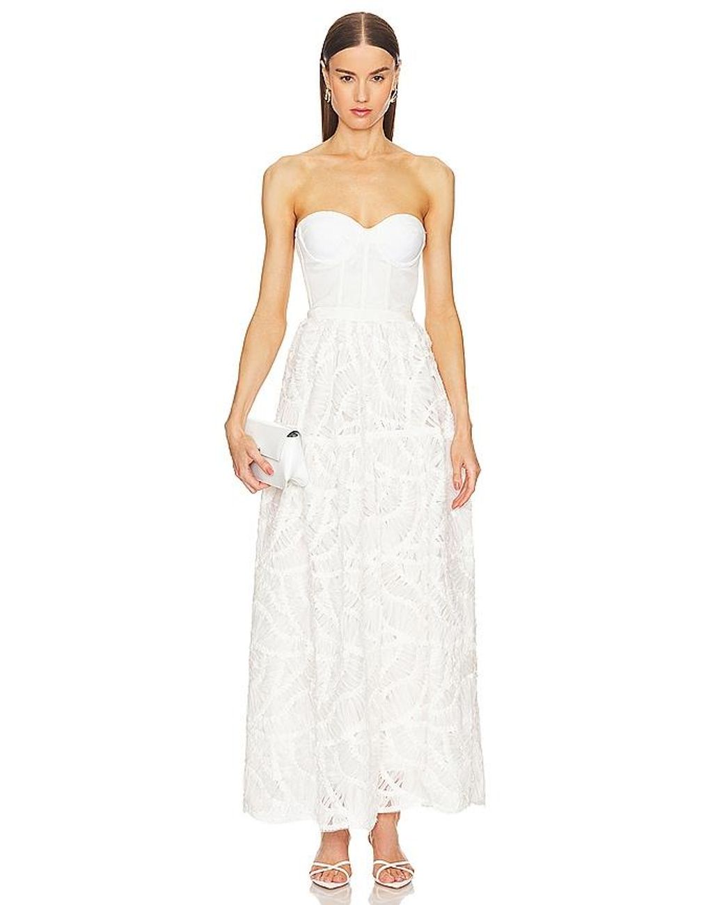 Jonathan Simkhai Mikko Bustier Midi Dress in White Lyst