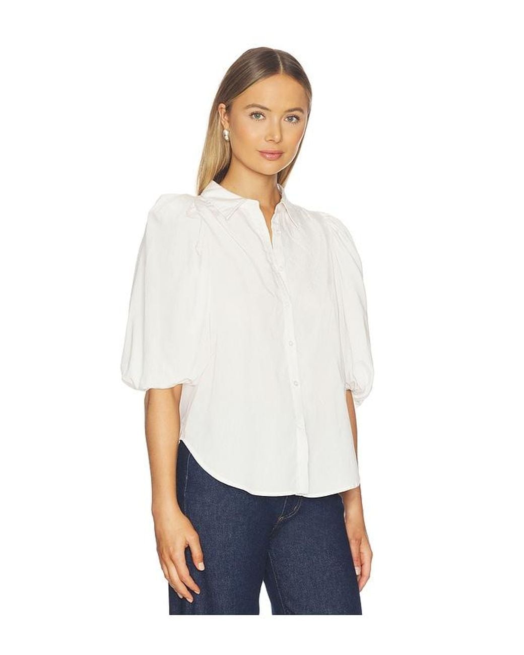 Citizens of Humanity White Anya Puff Sleeve Shirt