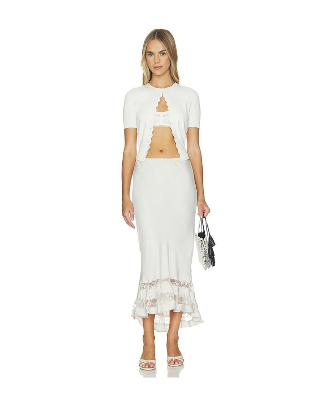 Free People White Long Lost Lover Slip Skirt