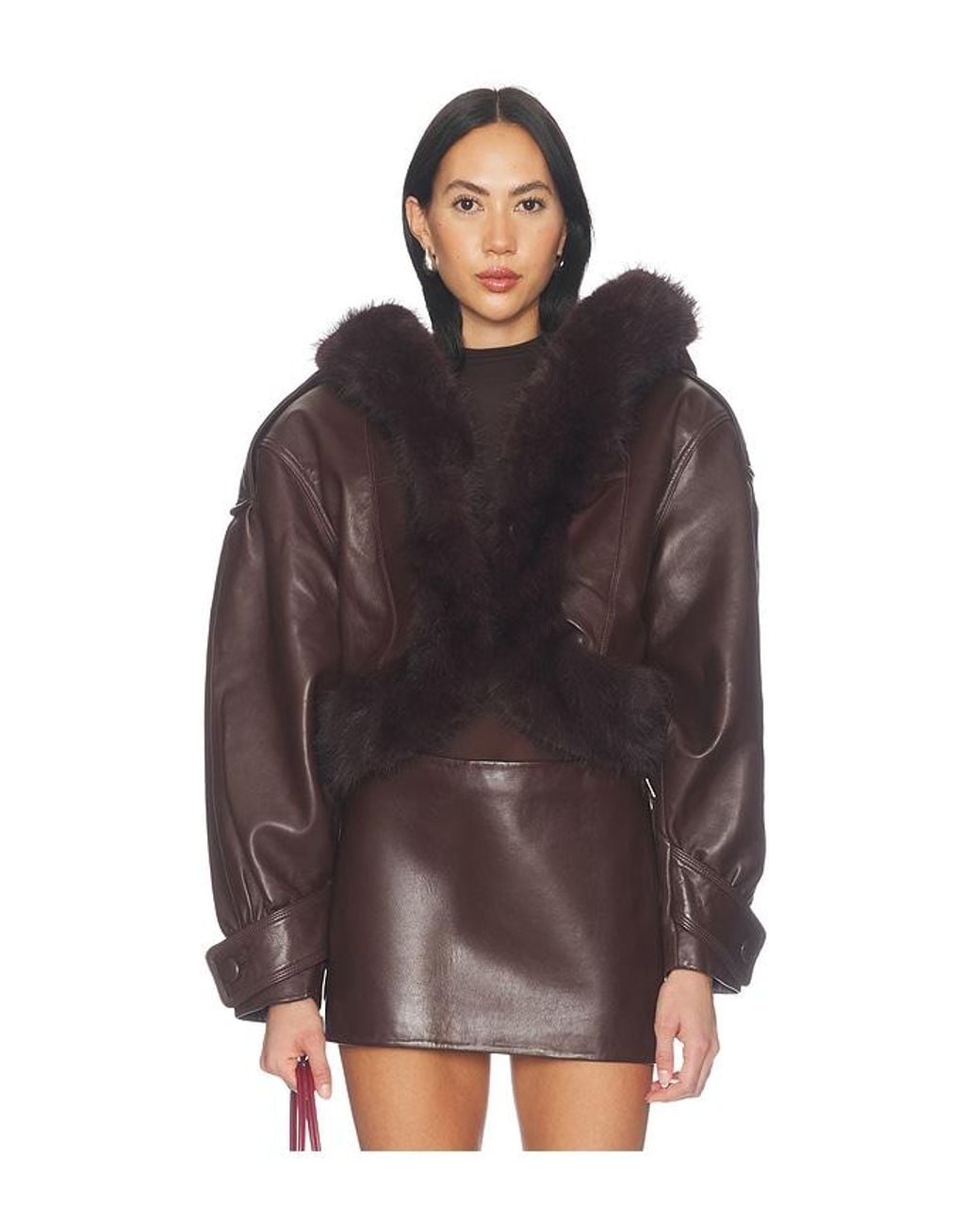 retroféte Brown Jia Leather Jacket