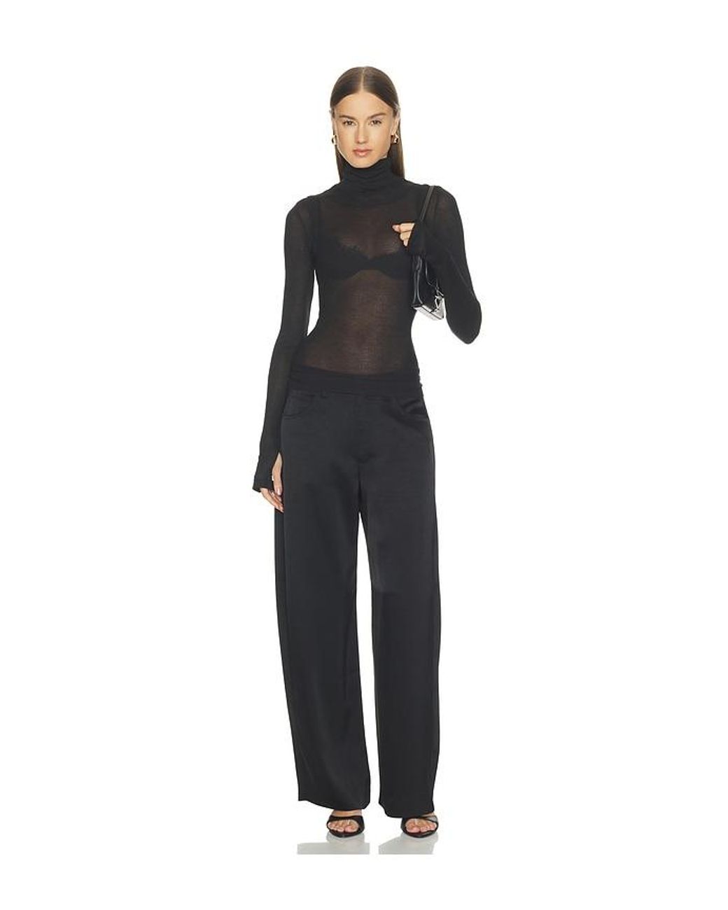 Helmut Lang Black Layer Long Sleeve Neck Sheer