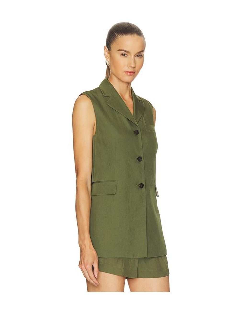 Theory Green 3 Button Slash Vest