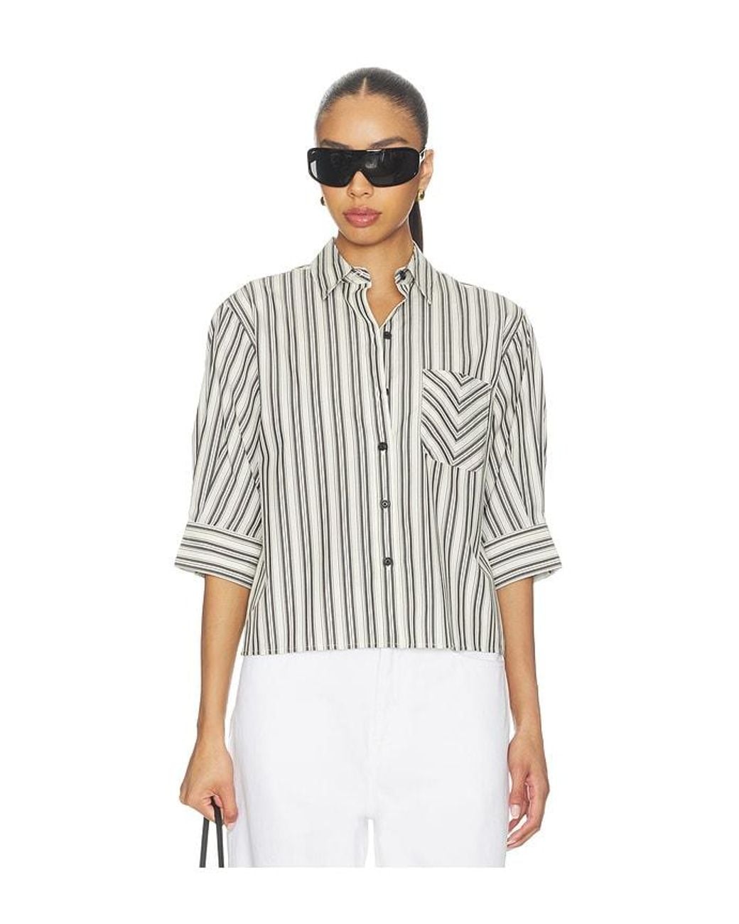 Rag & Bone White Lucia Stripe Poplin Shirt