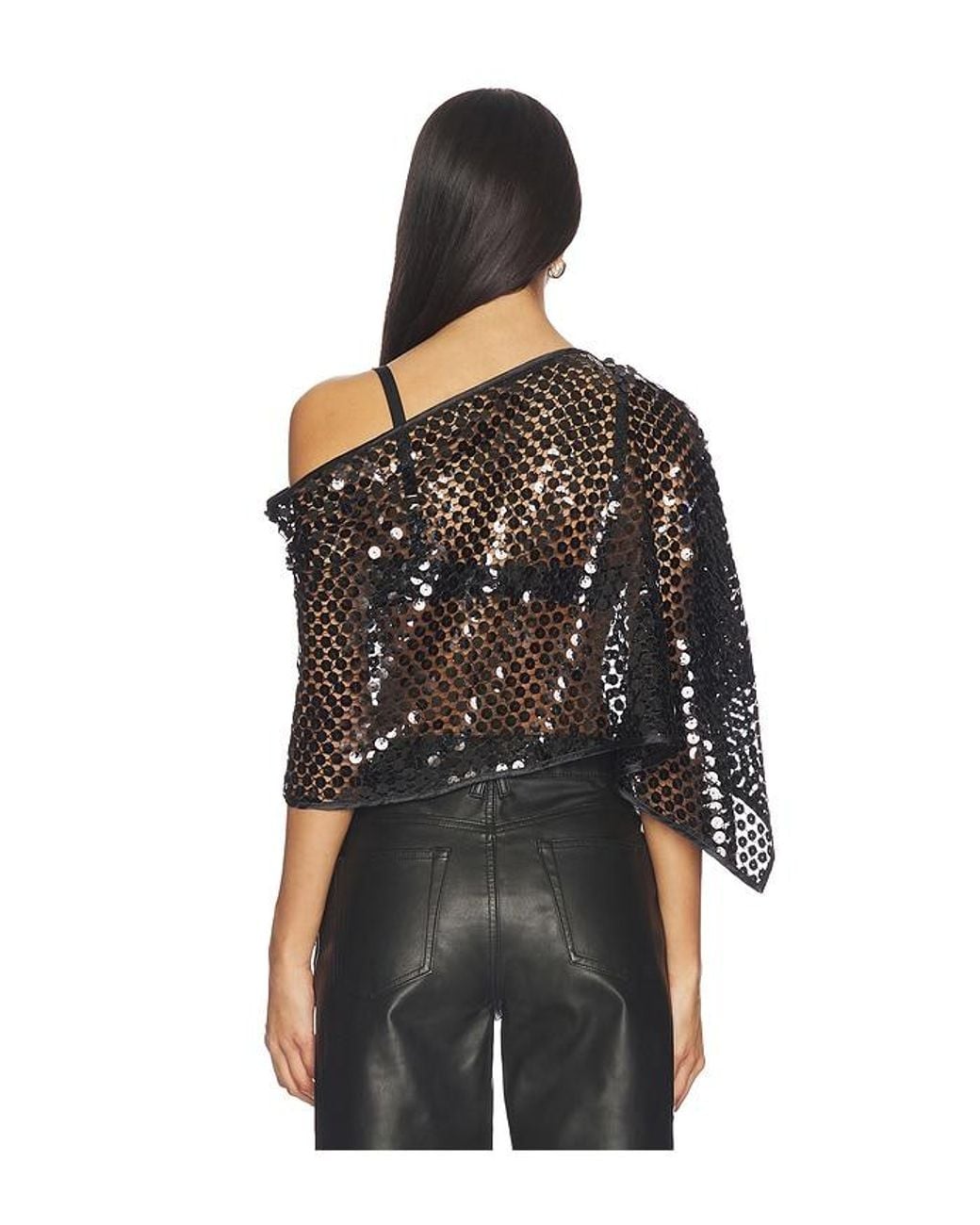 Jaded London Black Sequin Cape Top