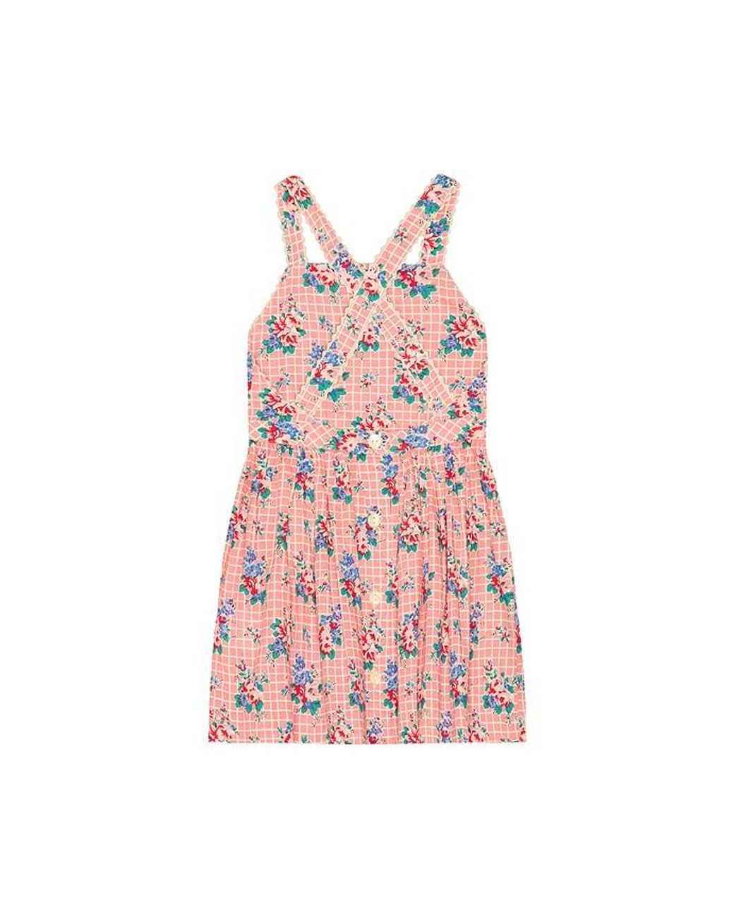 Polo Ralph Lauren Pink Sleeveless Cotton Floral Pinafore Dress