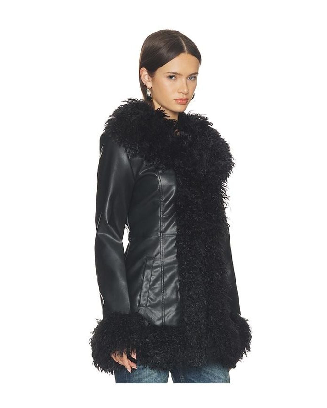 MORE TO COME Black Athena Shaggy Jacket