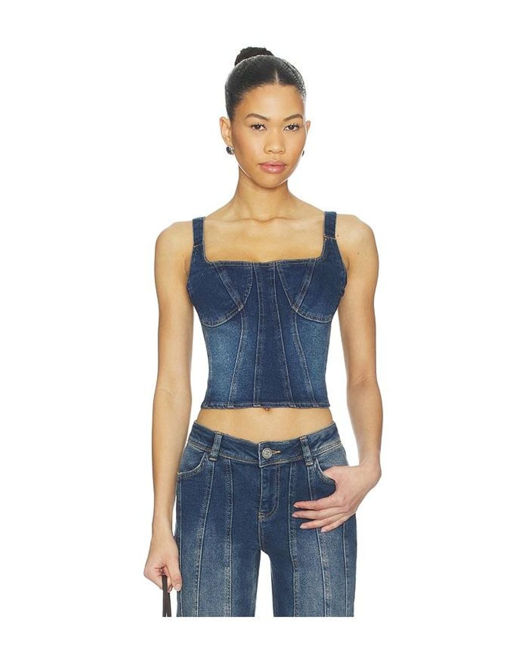 OW Collection Blue Devin Denim Top