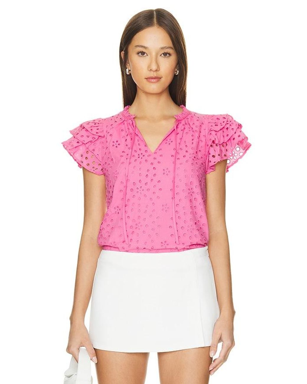 1.STATE Flutter Sleeve Top in Pink Lyst UK