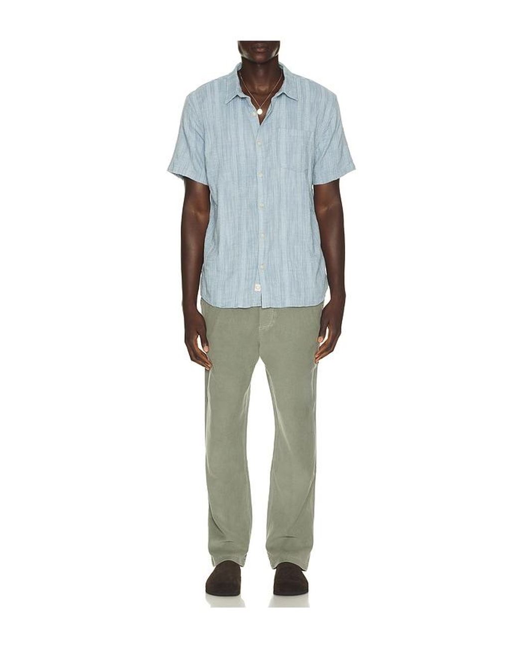 Marine Layer Blue Classic Stretch Selvage Shirt for men