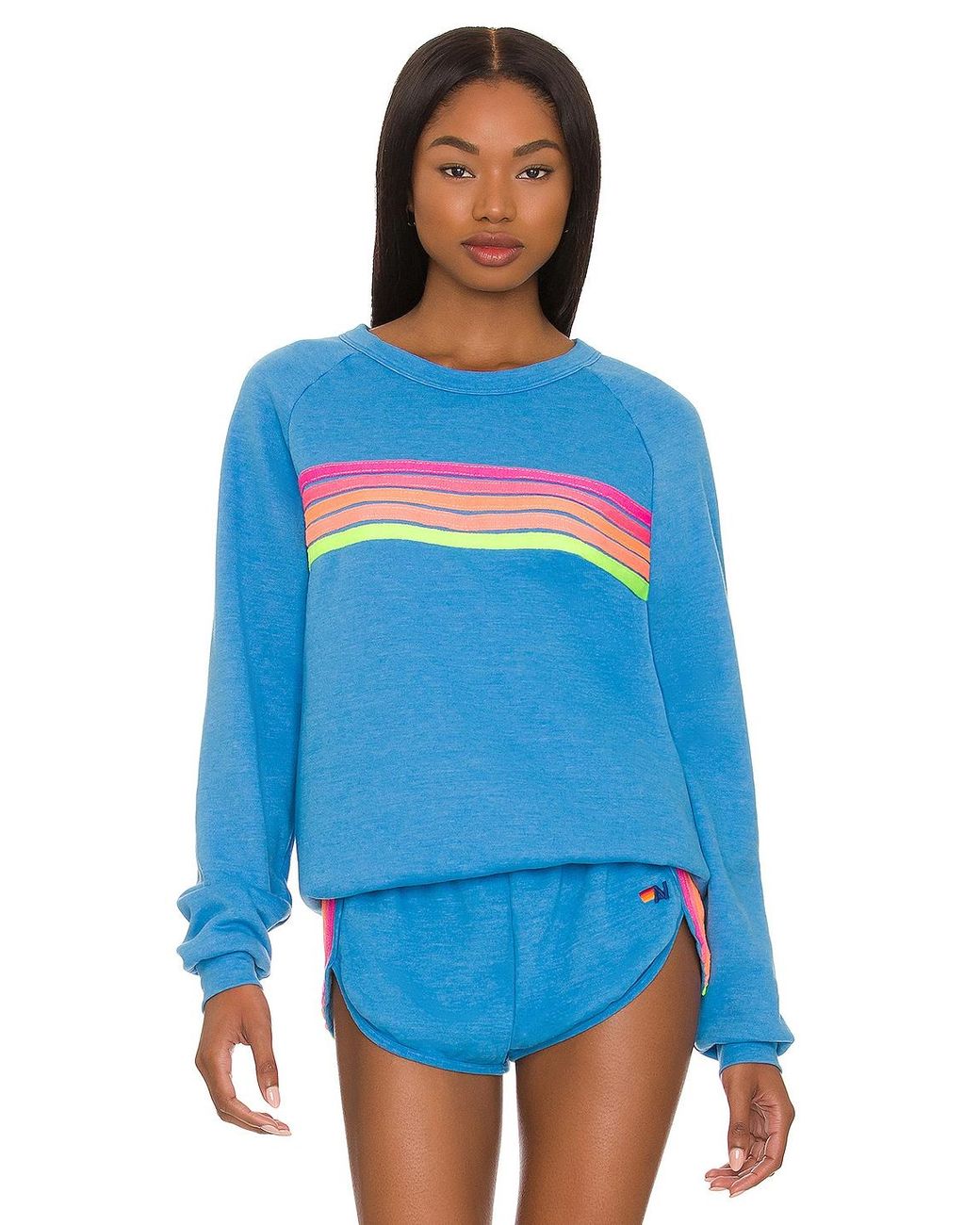 Aviator Nation 5 Stripe Crewneck Sweatshirt in Blue | Lyst