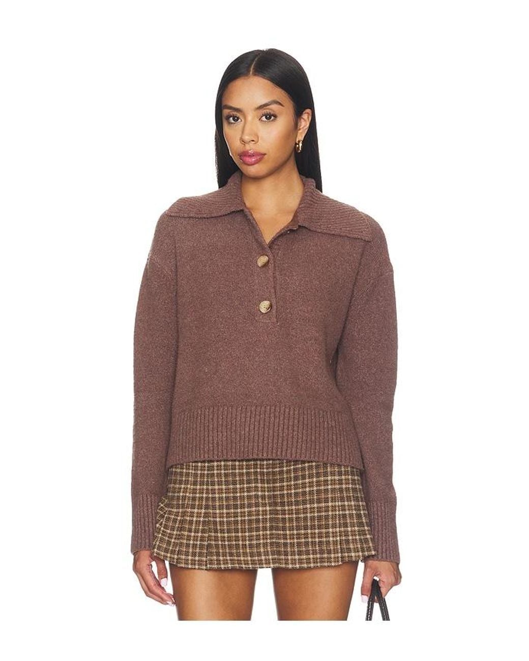 Free People Brown Trading Up Polo Top
