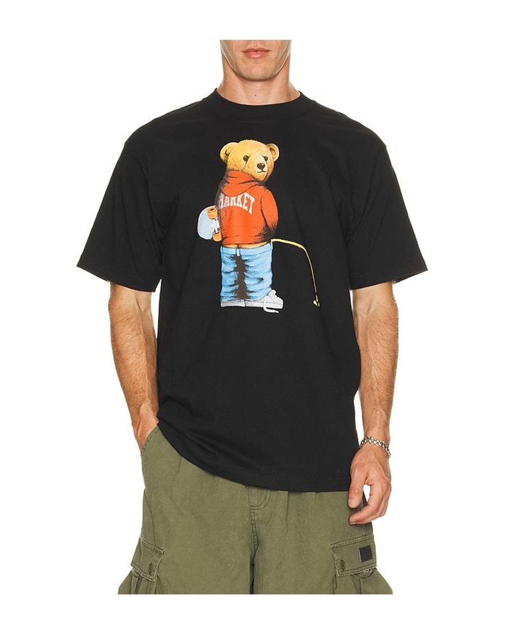 Market Black Trouble Making Bear Tee for men