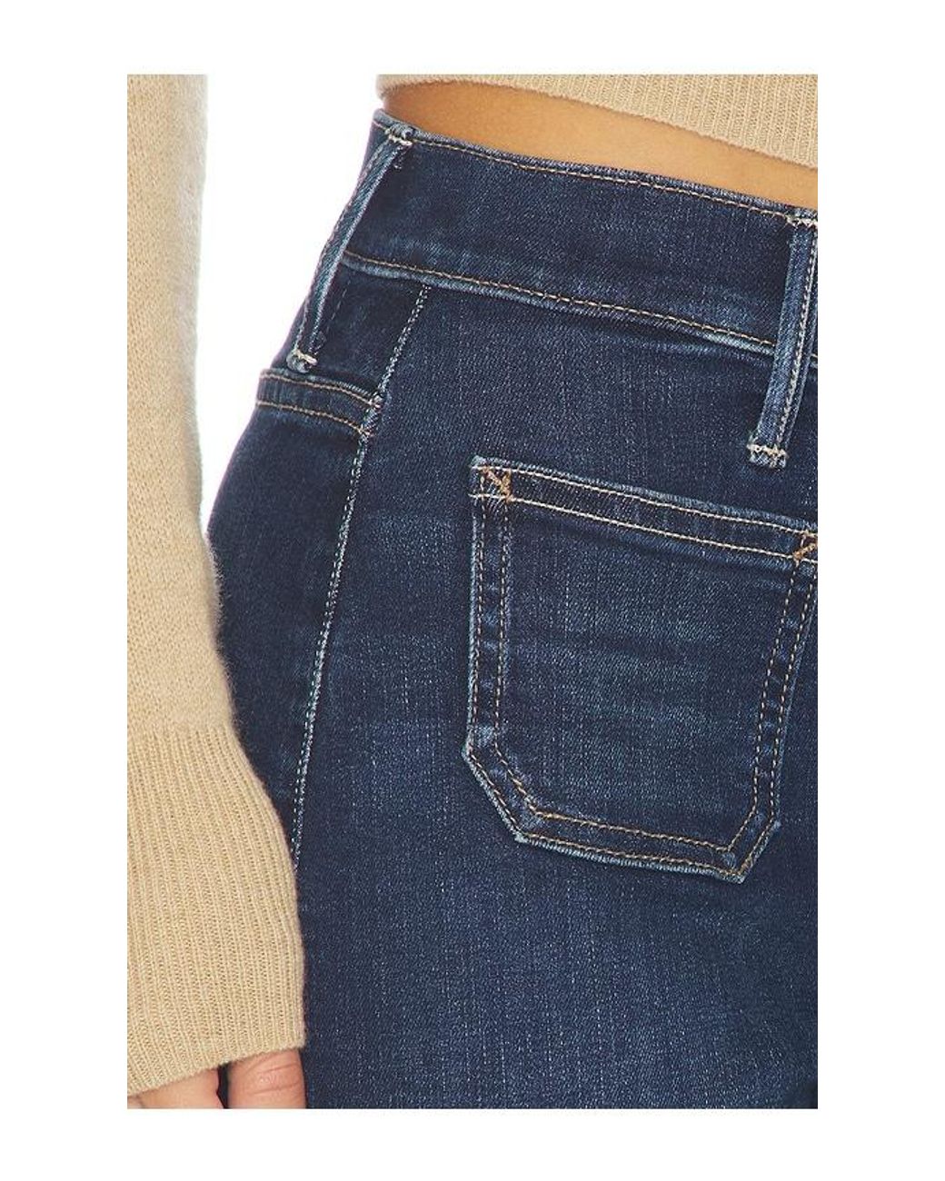 Mother Blue The Patch Pocket Mid Rise Maven Sneak Jeans