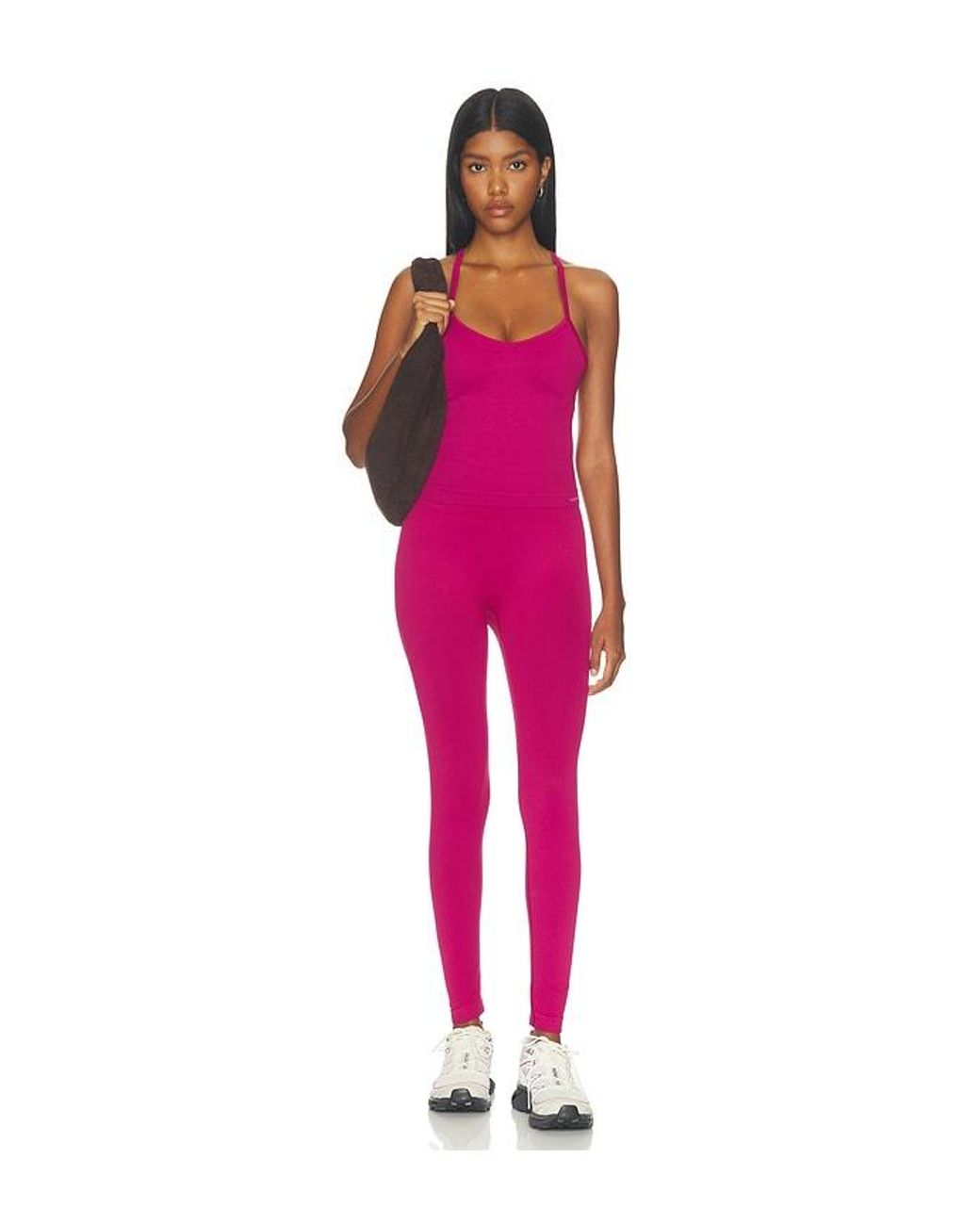 ADANOLA Pink Classic Seamless Cross Back Tank Top