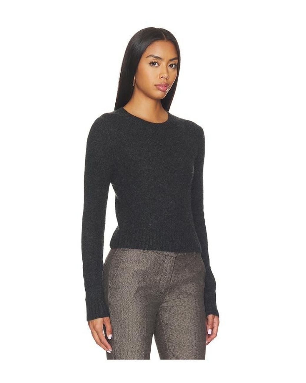 Enza Costa Black Cashmere Shrunken Crew