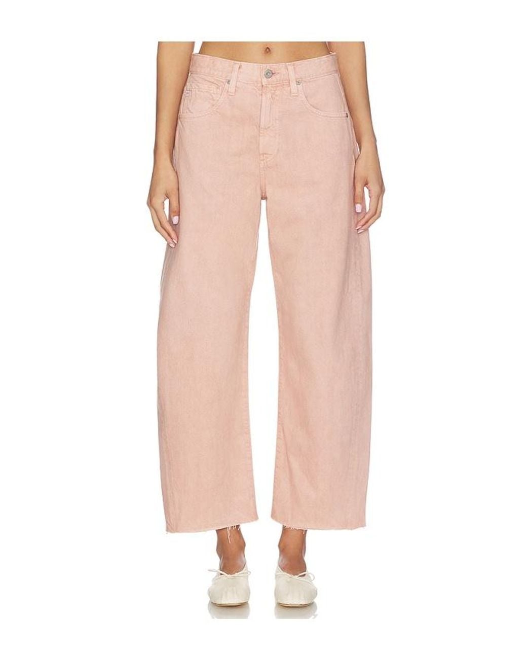 AG Jeans Pink Hattie Crop Straight Leg Jeans