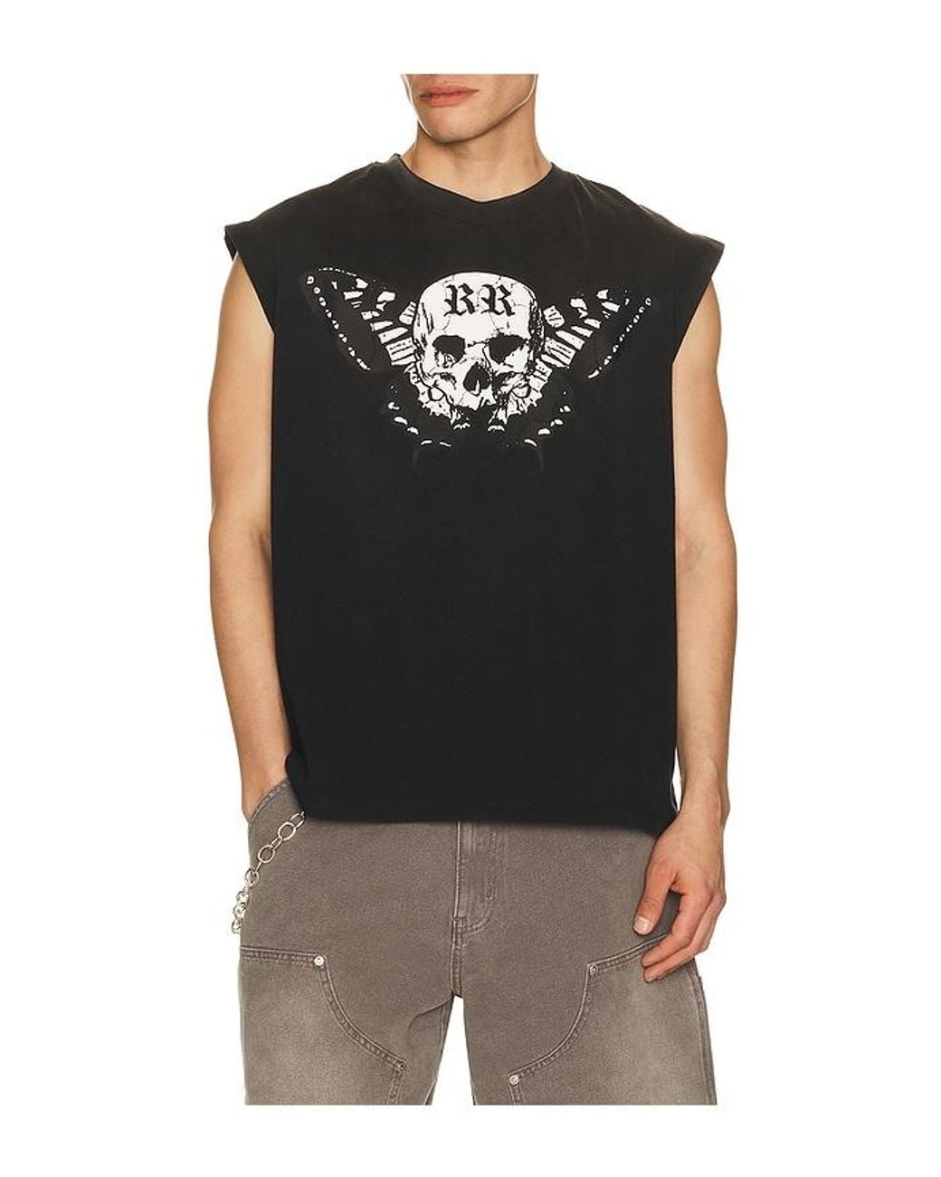 Ryoko Rain Black Butterfly Skull Sleeveless Tee for men