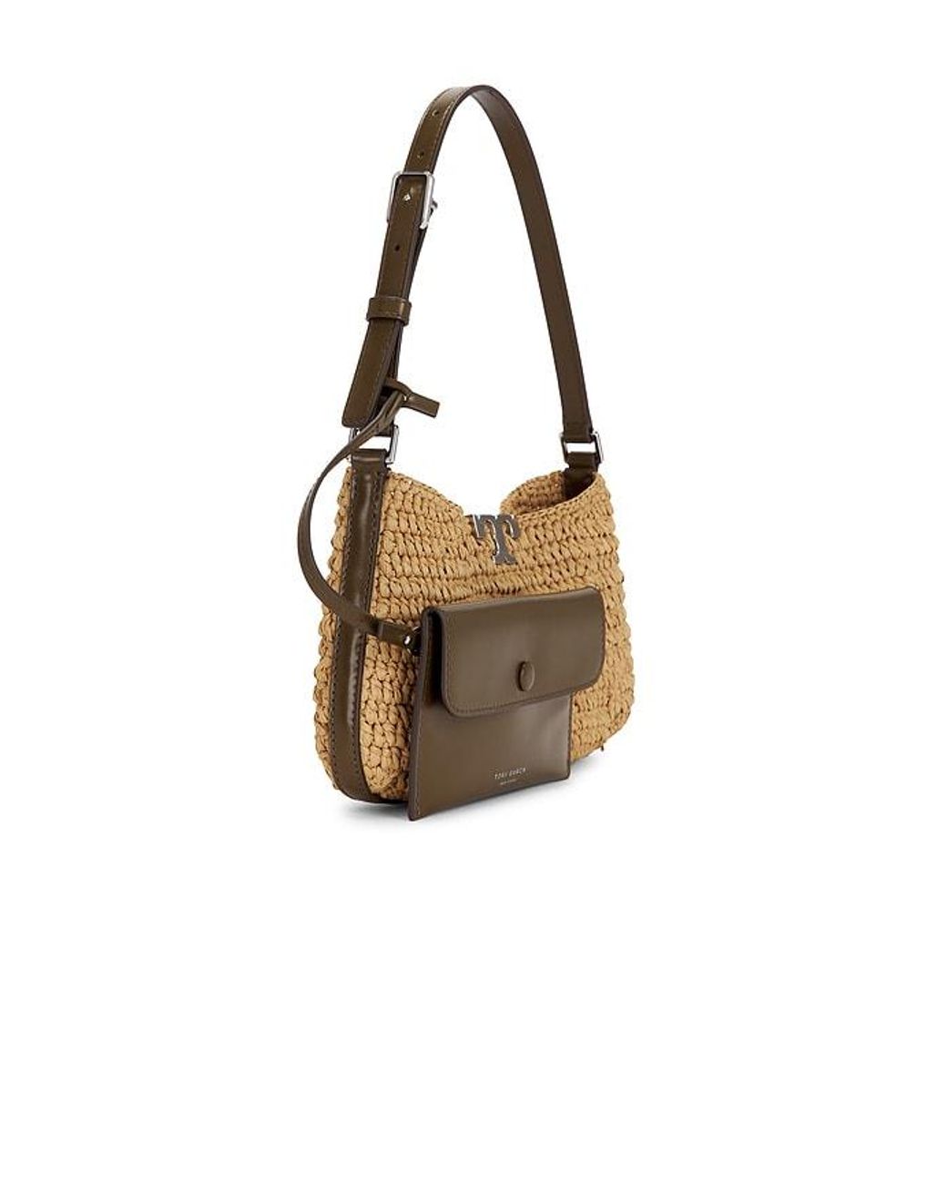 Tory Burch Metallic Eleanor Straw Slim Shoulder Bag